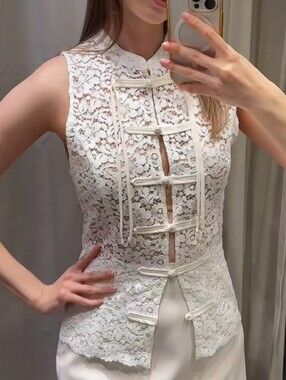 ZARA GUIPURE FIREMAN CLASP TOP